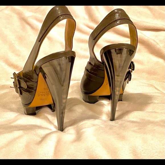 Chloe Slingback Rich Chocolate Patent Leather Platforms - Picture 2 of 9